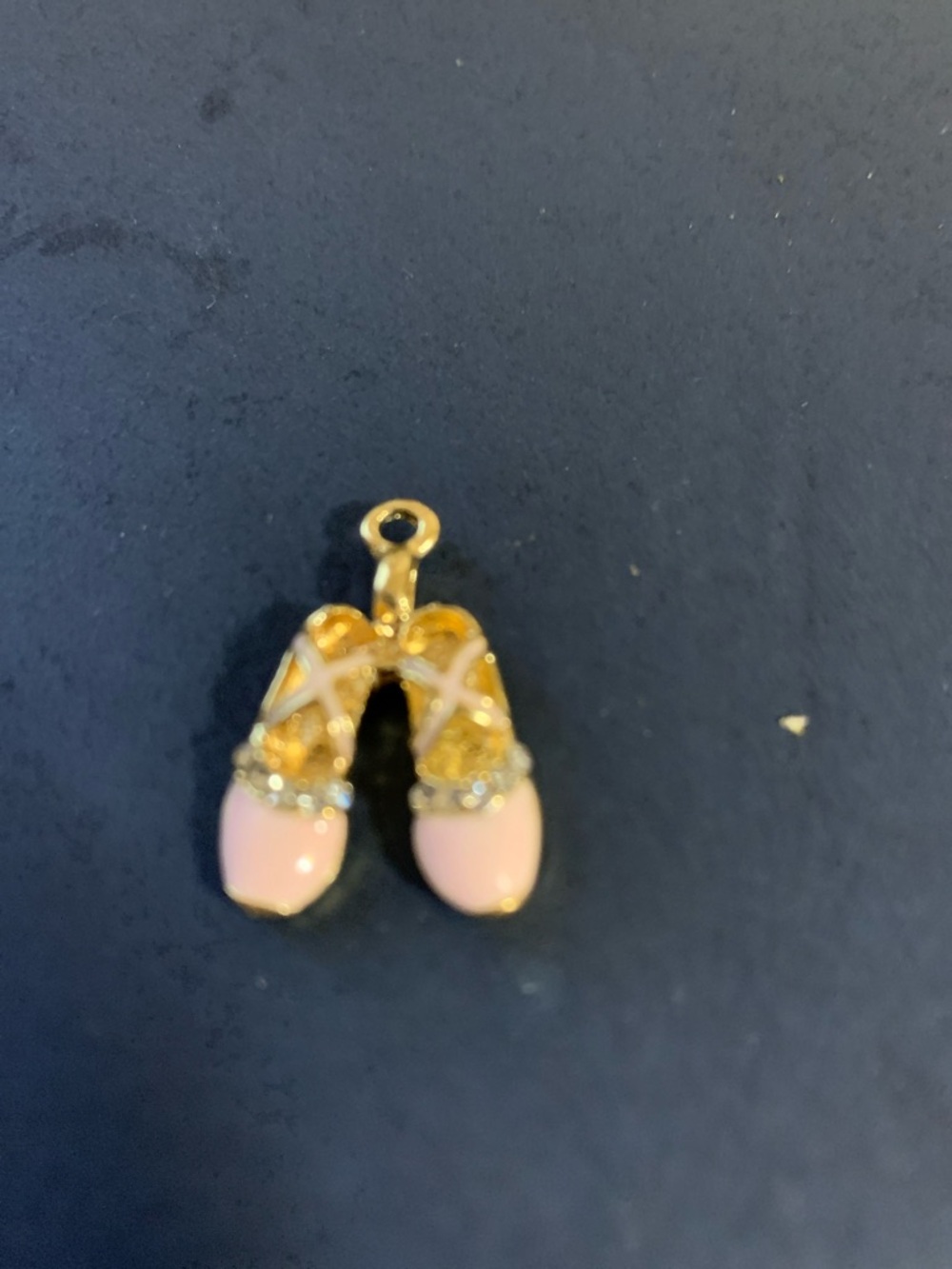 Gold-Tone Ballet  Shoe Charm with Pink Enamel